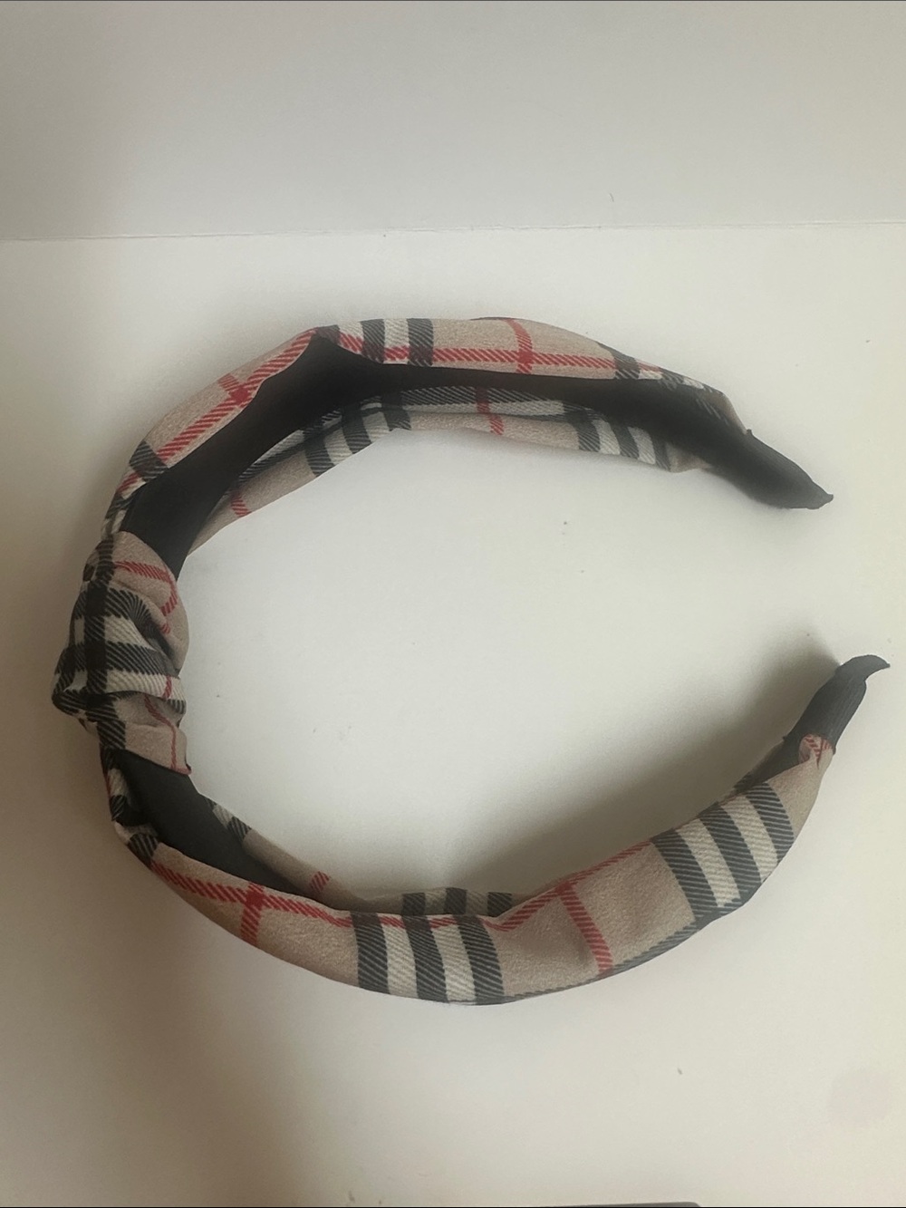 Plaid Knot Headband - Black, Cream & Red - Picture 9 of 9